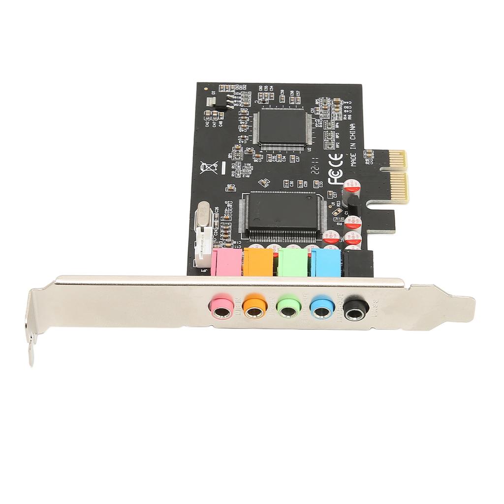 PCIE 5.1 Sound Card 6 Channel Surround Sound Playback Recording 24bit 48KHz Internal Sound Cards with PCI Express Port