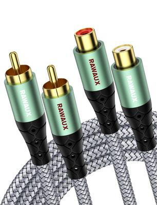 RAWAUX 2RCA-Verlängerungskabel, Subwoofer-Kabel, 2RCA-Stecker auf 2RCA-Buchse, geflochtenes Nylon, Stereo-Audiokabel-Adapter für Lautsprecher, Verstärker, Heimkino, Fernseher