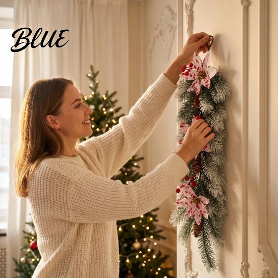 Winter Seasonal Wall Mantel Ornament Artificial Door Christmas Vine Hanging European Wreath Garland with Plastic