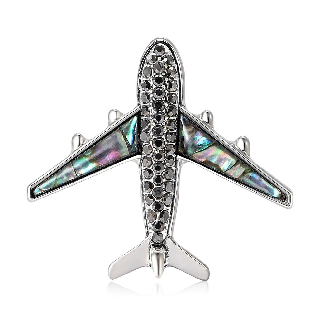 Fashion Design Alloy Abalone Shell Airplane Brooch Creative Versatile Men'S And Women'S Clothing Corsage Ornament Pin