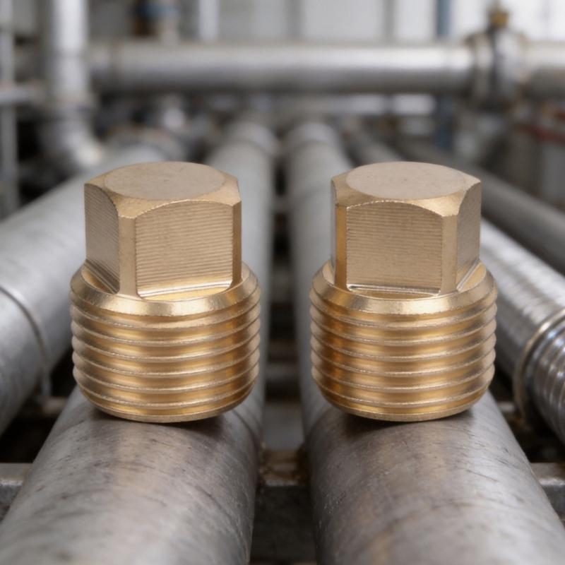 Threaded Port Sealing Fitting in Brass with Flat-Sided Drive Head for Screw-In Closure and Marine Repair Service