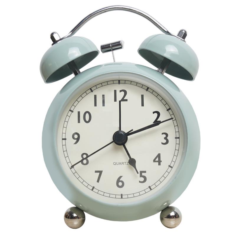 Metal Silent Non-Ticking Bedside Alarm Clock Vintage Twin Bell Desk Clock with Backlight for Heavy Sleepers, Kids