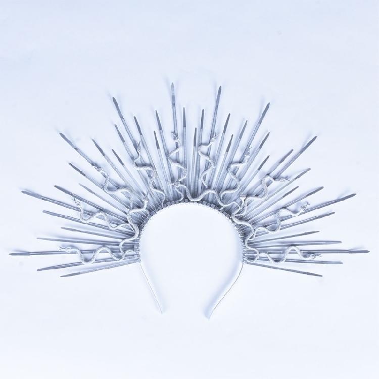 Unique Punk Snake Artistic Hair Band Spiked Head Accessory for Adults Hair Hoop with Metallic and Snake Cosplay Maid