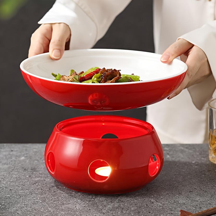 1 Set Insulated Hot Pot Plate Base with Heating Function, Commercial Ceramic Dish for Restaurants and Dining Ware
