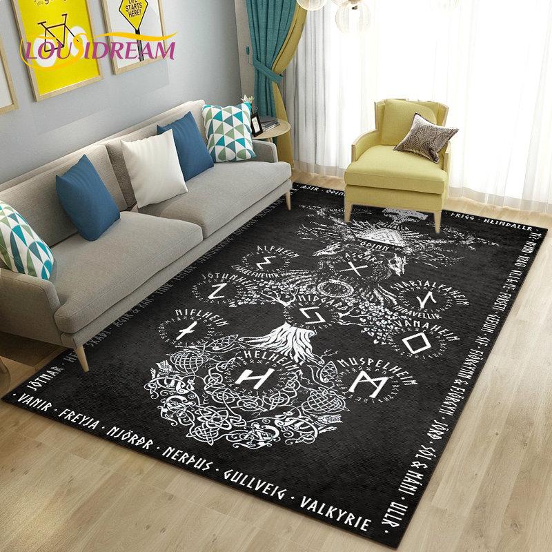Vikings Nordic Mythology Series Area Rug,Carpet Rug for Living Room Bedroom Sofa Doormat Decoration,Kid Play Non-slip Floor Mat