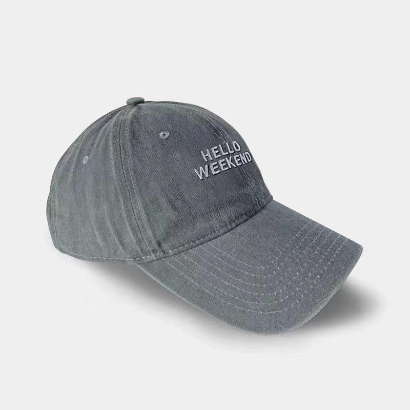 

Hello Letter Embroidered Weekend Baseball Cap Peaked Caps Breathable Hat Gifts сірий колір