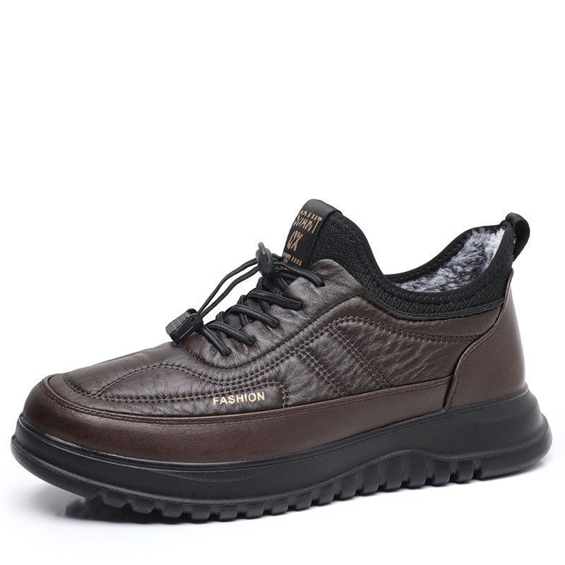 Winter Warm Leather Shoes Men's Cotton Shoes Piled Thickened Warm Slip In the Elderly Sports Dad Shoes Elderly Shoes