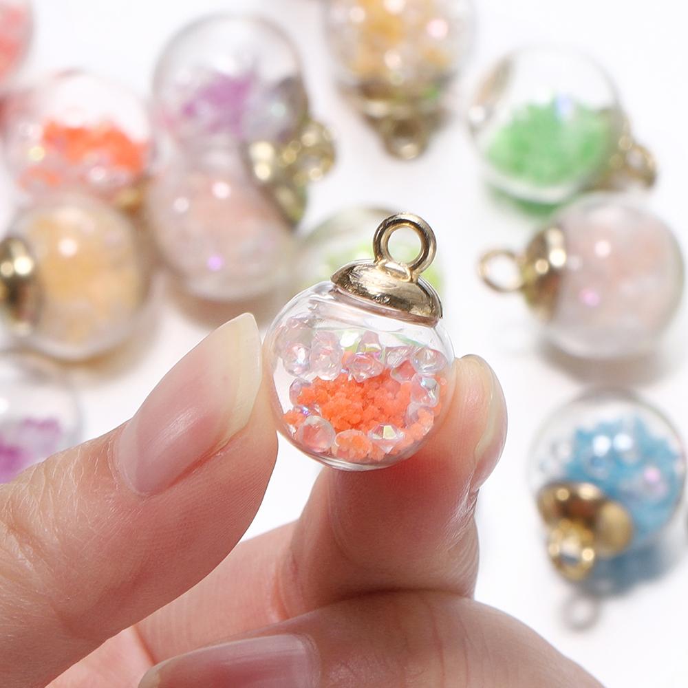 10Pcs Charms Luminous Transparent Glass Ball 16mm Pendants Crafts for DIY Earrings Necklace Jewelry Making Findings Accessories