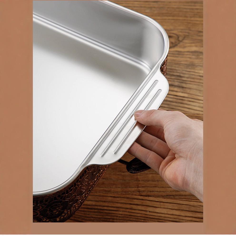 Rostfritt Stål Dubbelörad Djup Rektangulär Bak- och Grillplåt för Fisk och Skaldjur