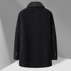 Winter Men's Chenier Coat Medium and Long Turned Collar Coral Fleece Thickened Warm Woolen Coat Jacket