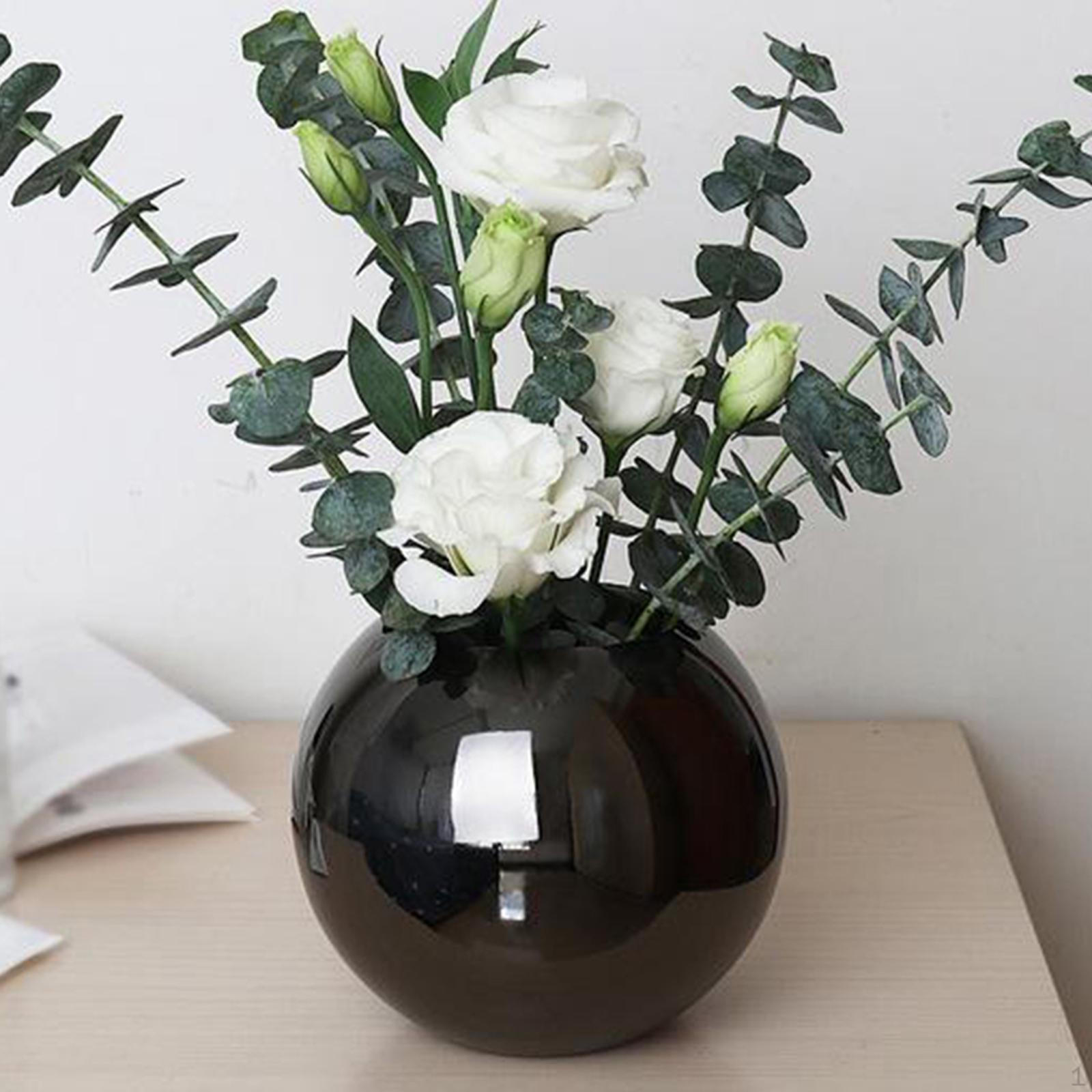 

Round Flower Vase Stainless Steel Bowl for Home Centerpieces and чёрный