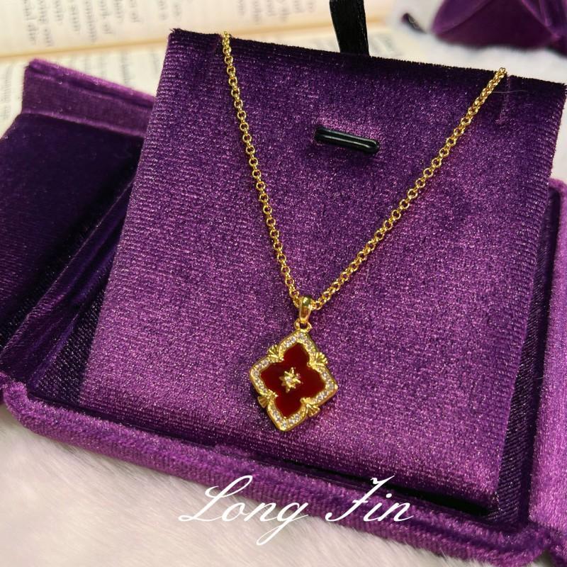 Vintage Floral Jewelry Set Women Gold Tone Red Agate Style Necklace Bracelet Ring Earrings With Zircon Accents