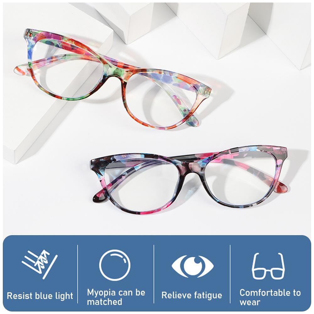 Women Vintage Flowers Portable Ultra Light Frame Anti-Blue Light Eyeglasses Eye Protection Reading Glasses