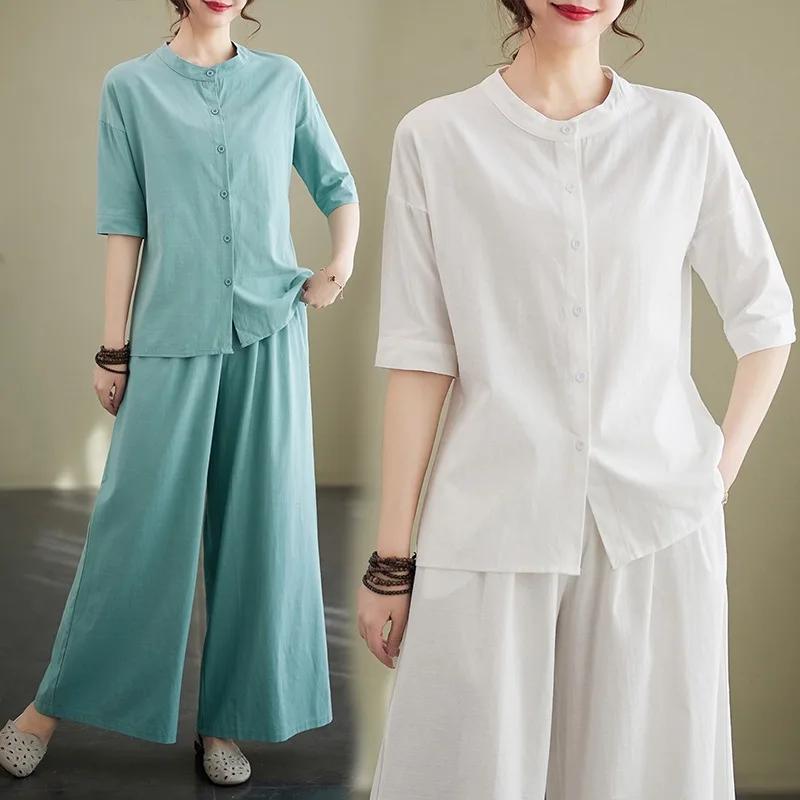 

Fashionable Yoga Set Casual Top Plus Elastic Waist Pants Two-Piece Pure Color Women s Wear Polyester Fiber XS білий
