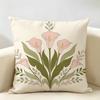 Soft Pink Calla Lily Art Cushion Cover Durable Hypoallergenic Organic Linen Short Pillow Cover Washable