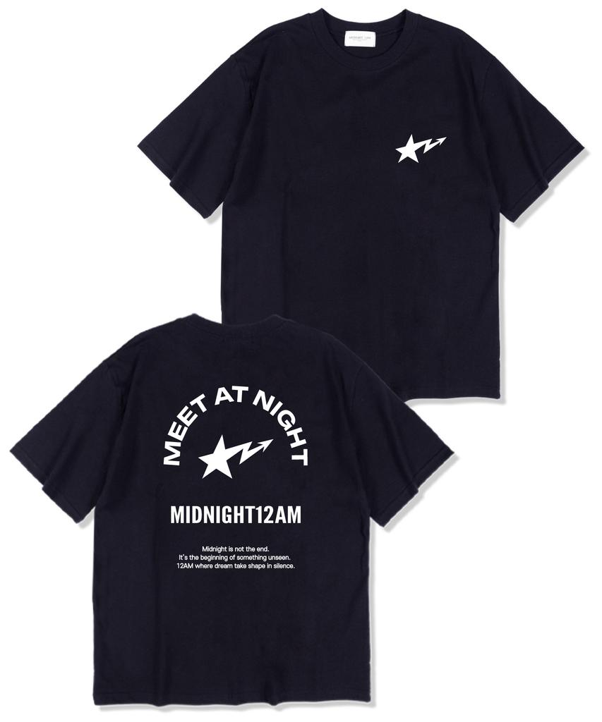 MIDNIGHT12AM Meet & Night Oversized Short Sleeve T-Shirt Navy