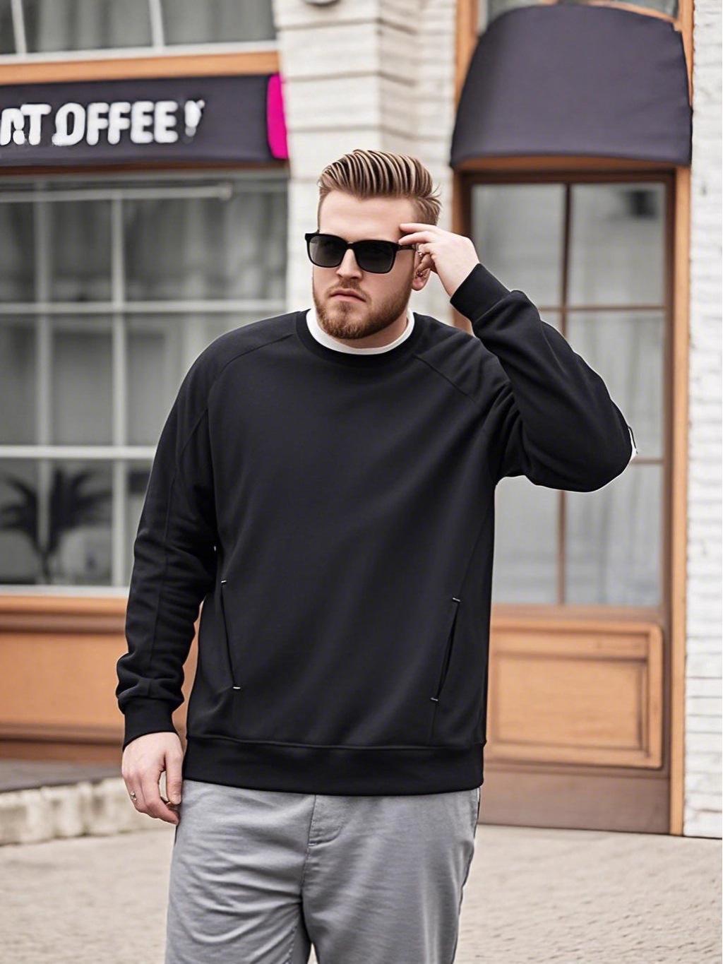 

Men s Retro Crew Neck Sweatshirt: Autumn Style, Loose Fit, Trendy Long Sleeve Top, Plus Sizes Available. XL світло-сірий колір