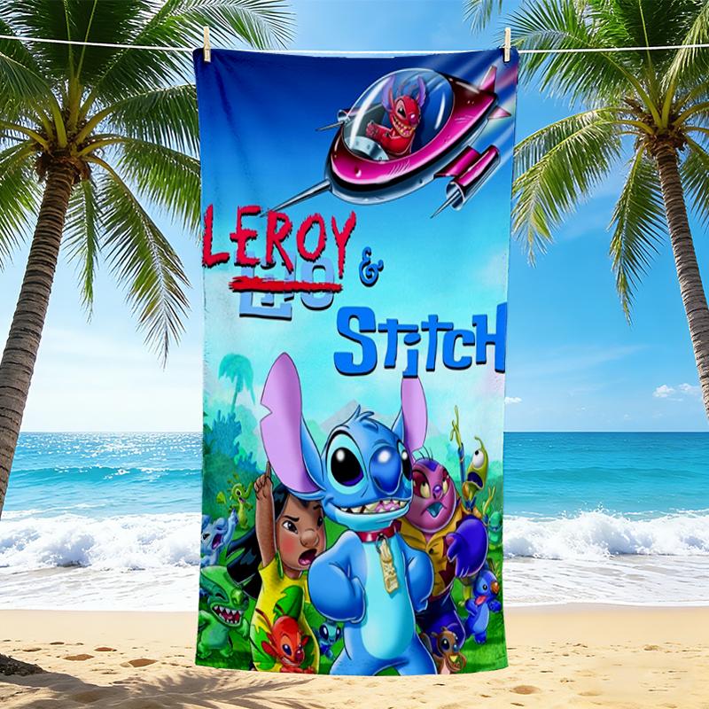 1Pc Leroy Stitch Adventure Beach Towel, Quick Dry, Multi-Use for Beach Pool Gym Yoga Home Travel, Christmas, Halloween, Xmas Gift M928615