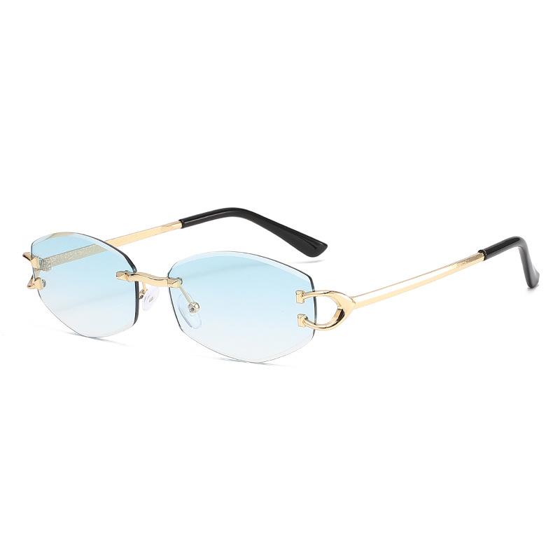 Fashion frameless sunglasses women's high-end sense high-quality European and American trendy outdoor sunglasses sunglasses women's trend spot