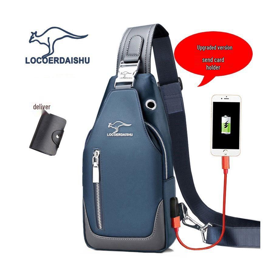 Men's Waterproof Oxford Cloth Crossbody Chest Bag - Korean Style, Trendy, Wear-Resistant, Single Shoulder Bag