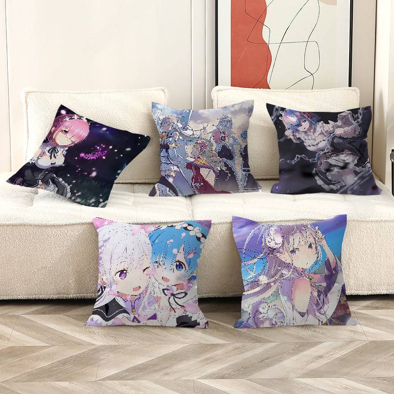 Re Zero anime Pillowcase toon Gift Cushion Cover Bedroom Home Sofa Chair Seat Decor pillow case