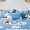 Floral Printed Double Lace Bed Skirt Three-piece Set Bedsheet Pillowcase  for Kids Adults Bedroom