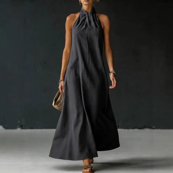 Rochie Maxi de Vară pentru Femei Fără Mâneci cu Gât pe Gât A-line Lungă Casual Fluidă pentru Plajă Vacanță Rochie de Soare