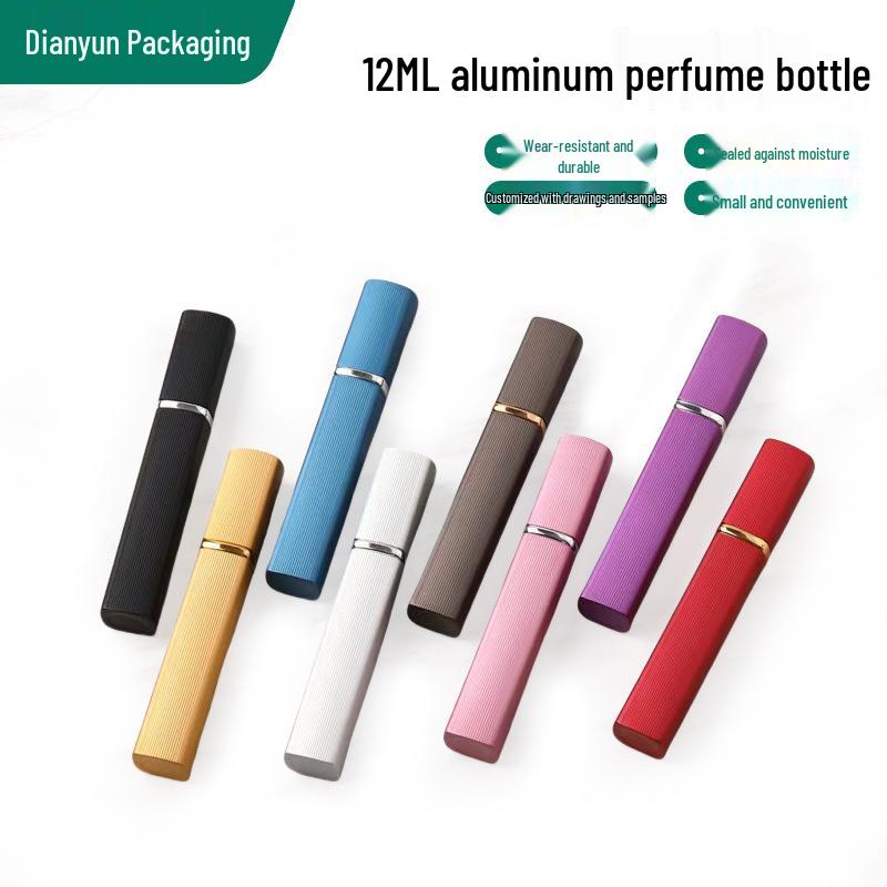 12ml Square Perfume Spray Bottle with Aluminum Shell and Glass Liner