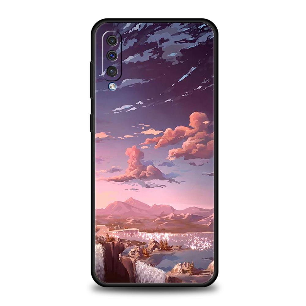 INS Korean Sunset Scenery Case For Samsung A12 A14 A32 A50 A70 A20E A20S A10 A10S A22 A30 A40 A34 A54 A42 A52 5G A02S A04s Cover
