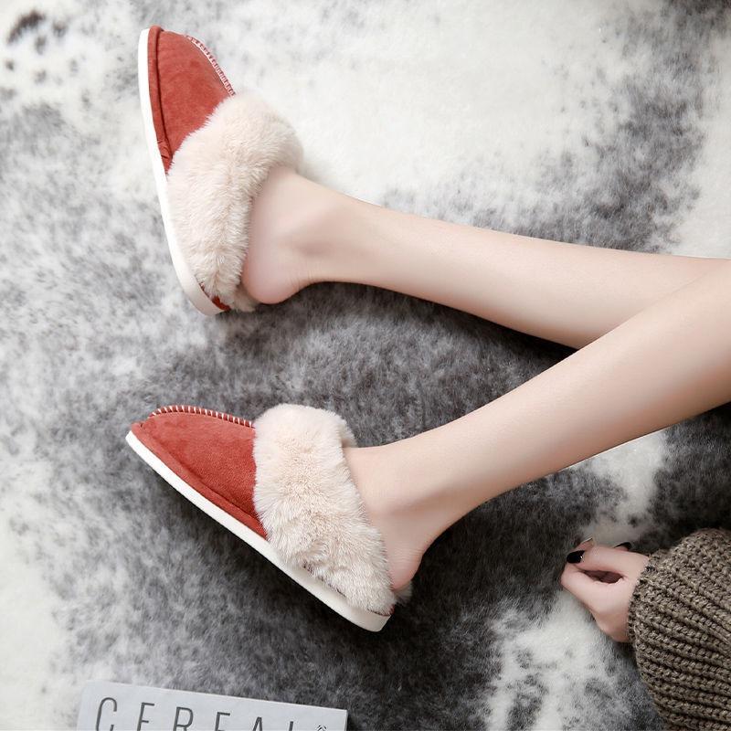 New cotton slippers women's autumn and winter home couple warm home plush women's confinement cotton shoes