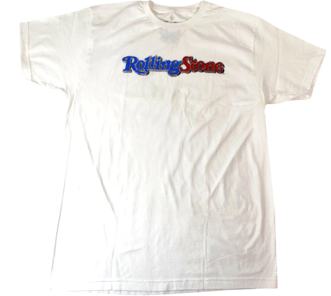 

Ripple Junction Mens Rolling Stone Blue & White Logo White Shirt New M L