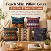 Ethnic Aztec D Flat Printed Peach Skin Pillow Cover Boho Colorful Geometric Cushion Case for Sofa Living Room Decor