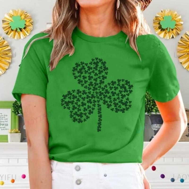 St Patricks Day Women Shamrock Clover Graphic Casual TShirt Short Sleeve Tee Tops Womens Clothing Graphic T Shirts Vintage Tops