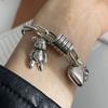 925 Silver Bracelets for Women Men Bear Heart Chain Trend Vintage Simple Shinning Ball Pendant Party Jewelry Gift
