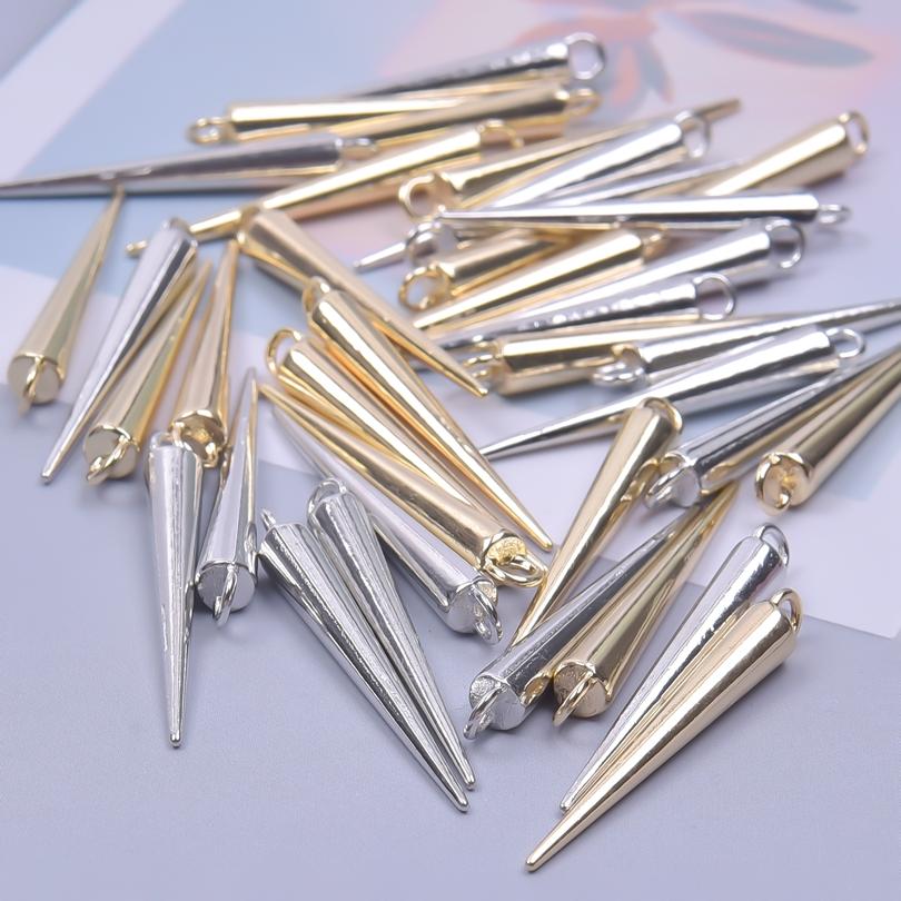 20st Gotiska Punk Långa Spetsiga Konformade Berlocker För Örhängen Tillverkningstillbehör Metall Silver/Guld Färg Personlighet DIY Tillbehör Partihandel