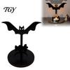 Unique Housewarming Gift Halloween Wooden Shadow Candle Holder, Scarecrow Bat Black Cat Ghost Silhouette Durable Garden Patio Decor Candlestick,