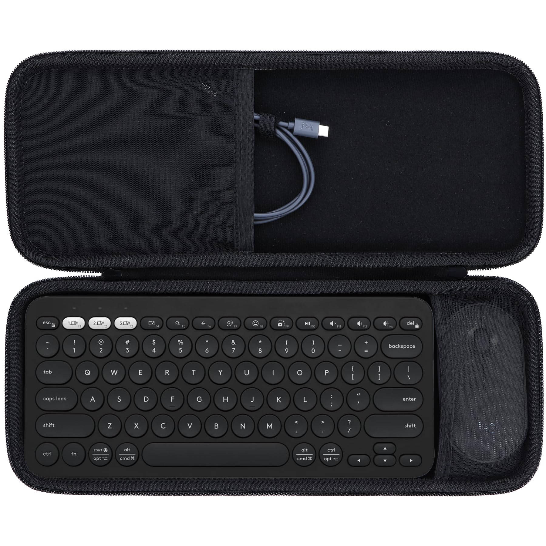 Беспроводная клавиатура Logitech PEBBLE KEYS 2 K380sGR + Беспроводная мышь Logitech PEBBLE MOUSE2 M350sGR Комплект (Черный чехол) Совместим с кейсом для хранения Lebakort