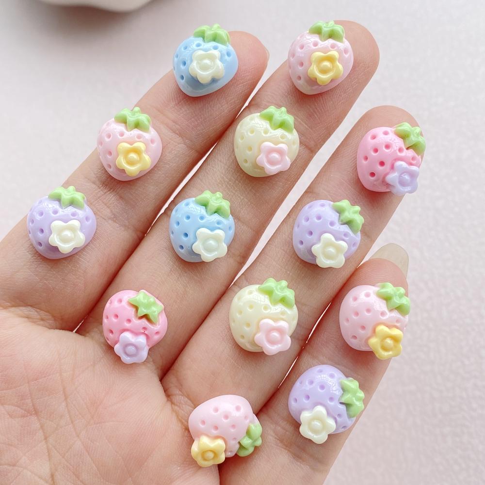 

30Pcs Cute Mini Cartoon Strawberry Nail Art Resin Designer Charms DIY Craft For Nail 3D Decorations Jewelry