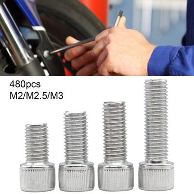 480Pcs M2/M2.5/M3 Stainless Steel Hex Socket Cap Head Screws Bolts Nuts