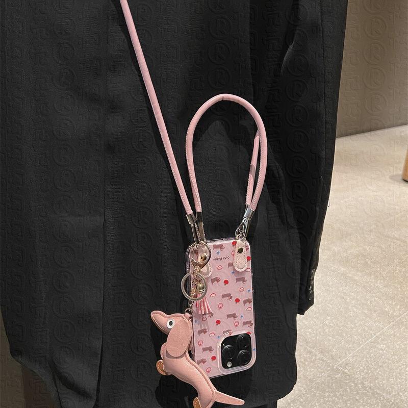 Pink Apple Dachshund Dog Applicable to Apple 16promax Mobile Case iPhone 15 13 14 New Model 11 12