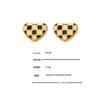 Checkerboard Heart Enamel Stud Earrings - European & American Fashion, Stainless Steel