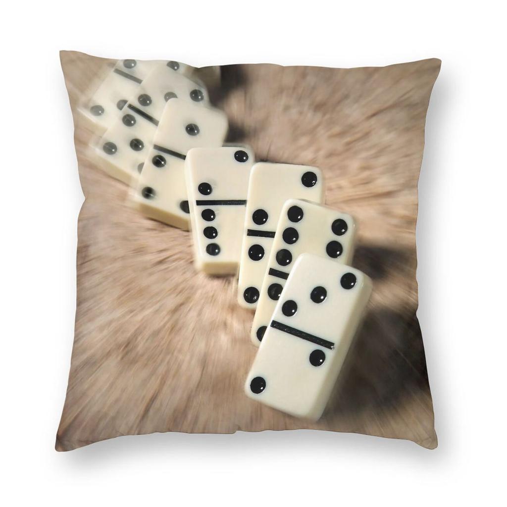 Falling Dominoes Square Pillowcase Polyester Linen Velvet Creative Zip Decor Pillow Case Bed Cushion Cover
