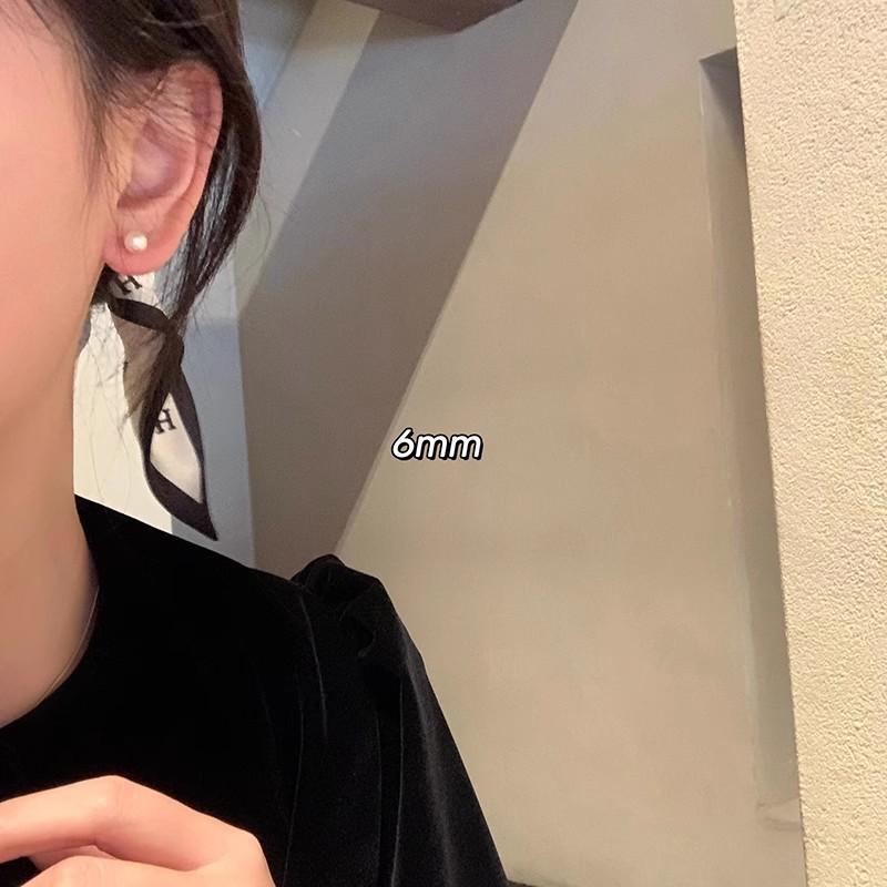 

Bun-shaped pearl earrings for women, light luxury, elegant, high-end feel, new niche versatile commuter earrings A1447Silver6mm