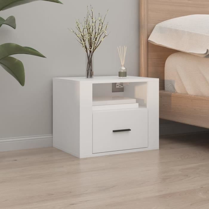 816881 vidaXL Wall-mounted Bedside Tables 2 Pcs White 50x36x40 Cm
