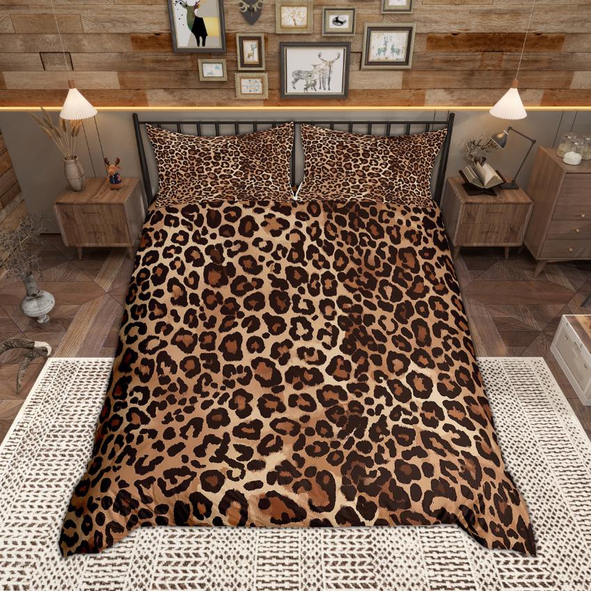 

Homewish Animal Print Stripe Duvet Cover Set, Leopard Printed Bedding Set, Wild Cheetal Quilt Cover Set, Bedroom Decor DE XS 100x135cm 2pcs&set