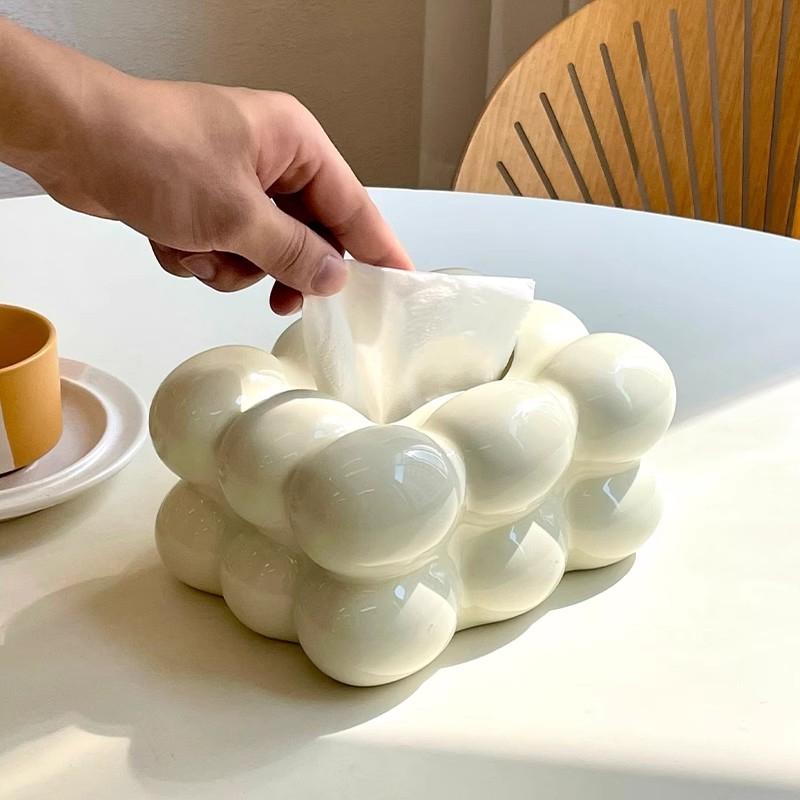 High-end Napkin Paper Box Egg Shaped Ceramic Tissue Box Ornaments Home room Table Drawer Paper Box Tea Room Desk Paper Towel Box