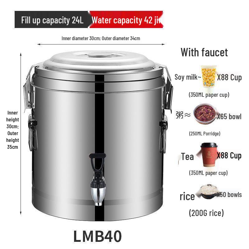 Isolierter Eimer aus Edelstahl 304 für Reis und Sojamilch, Eimer für Eisgelee mit großem Fassungsvermögen