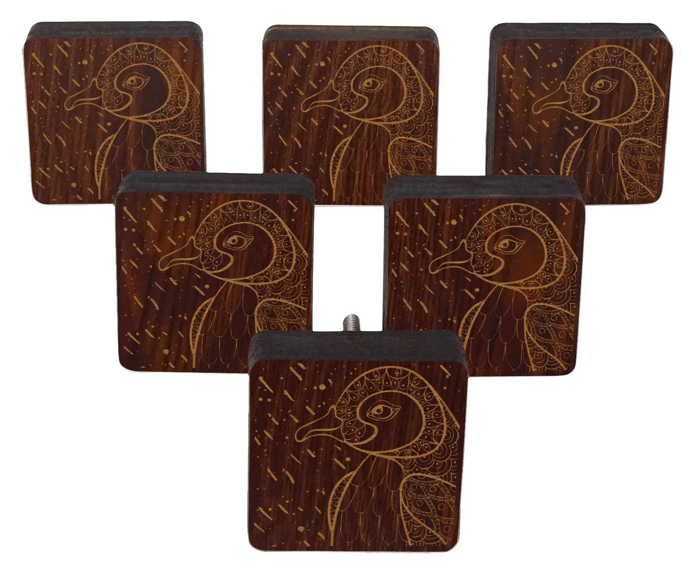 

IBA Indianbeautifulart Коричневі ручки з гравіюванням Дерев’яні ручки для гардеробу, висувні ящики для шаф, 10 2 x 2 Inches-Square коричневий