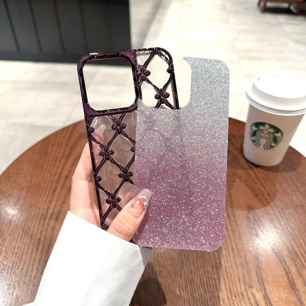 Luksusowe poszycie 3D kwiaty brokatowy proszek etui na telefon iPhone 11 12 13 14 15 Pro Max 12 Pro 13 Pro 14 Pro Max antypoślizgowa miękka TPU okładka