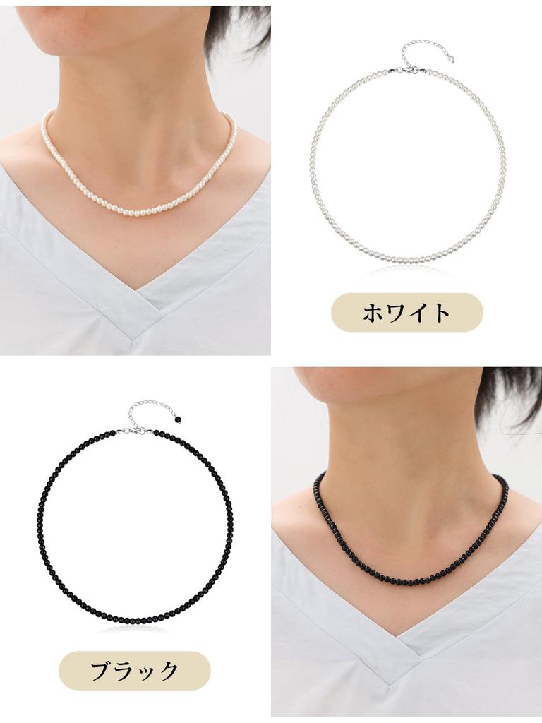 [ChicSilver] Pearl Necklace for Women, 4mm Small Pearl, Simple, Party Accessory, Suitable for Formal Occasions and Weddings